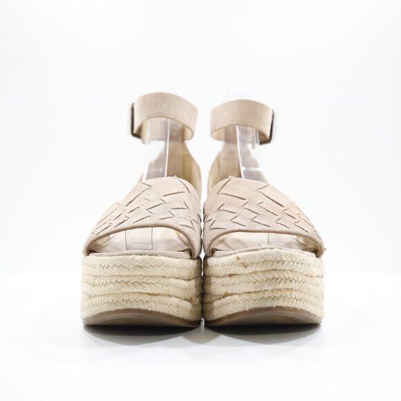 Marc Fisher Varin Tan Leather 3" Wedge Heel Platform Espadrilles - 8 - Picture 2 of 7